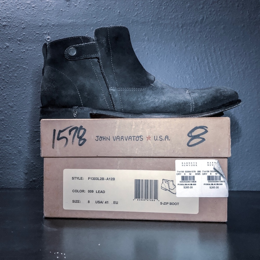 John Varvatos Suede Zip Boot Men’s 8 Lead
